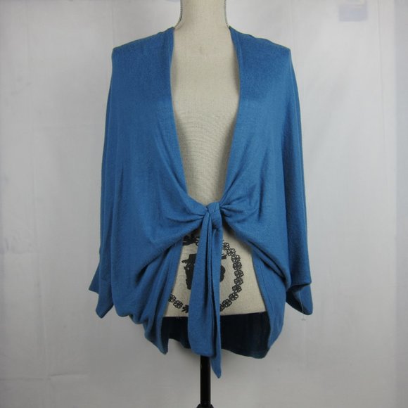 Chico's Sweaters - Chico's XL Boho Blue Tie Front Cardigan Sweater Cozy NEW